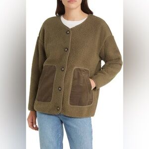 Madewell (Re)sourced Fleece Jacket Olive Green Size XL Sherpa Fleece cardigan